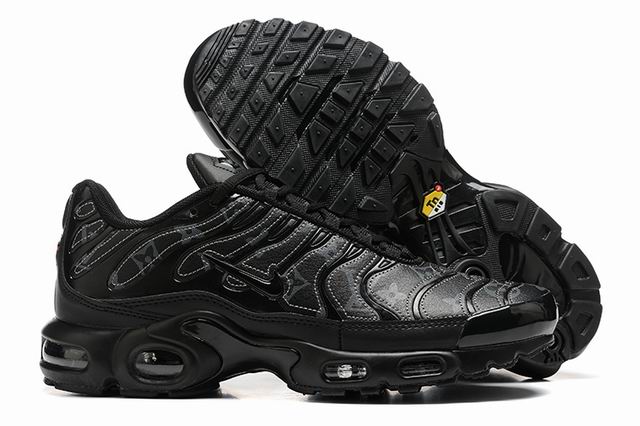 Cheap Nike Air Max Plus Black Leather Men's Shoes-84 - Click Image to Close